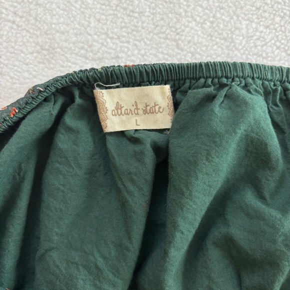 Altar'd State Green Floral Square Neck Prairie Peasant Fit N Flare Dress (L) - Picture 4 of 16